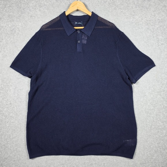 GAP Other - GAP Polo Shirt Mens Size Large Navy Blue Short Sleeve Polo Sweater Open Knit NEW